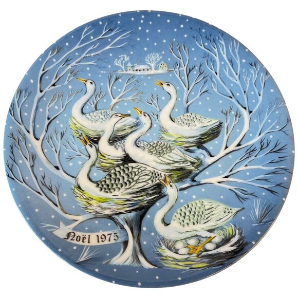 1975 Haviland Limoges 12 Day Of Christmas Plate Six Geese A Laying 6th In Series - Picture 1 of 6